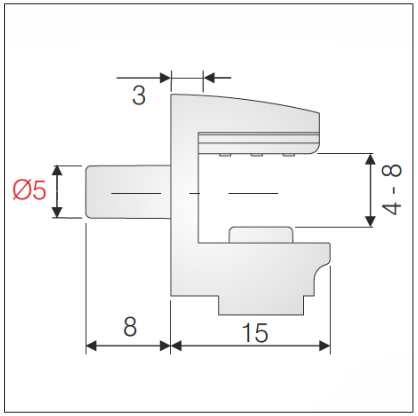 Zamac Shelf Support for Glass with Pin