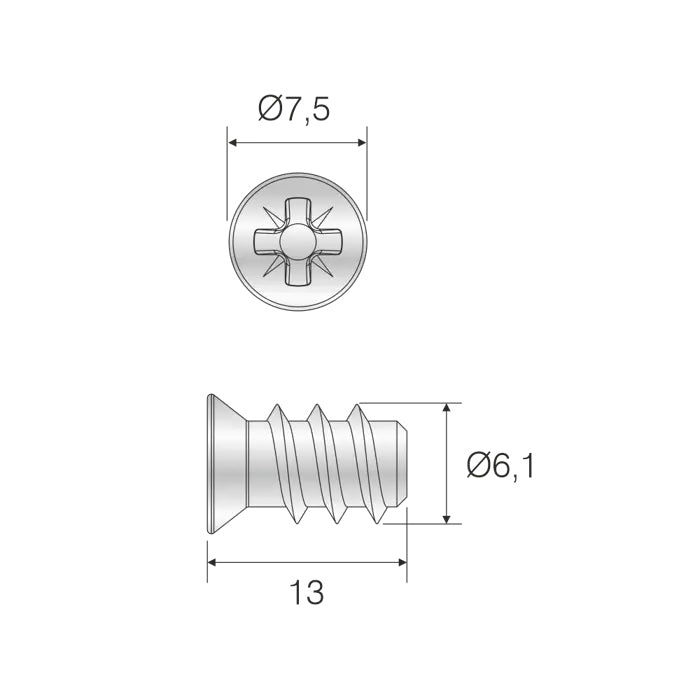 Ø5mm for Hole Countersunk Rail Screw