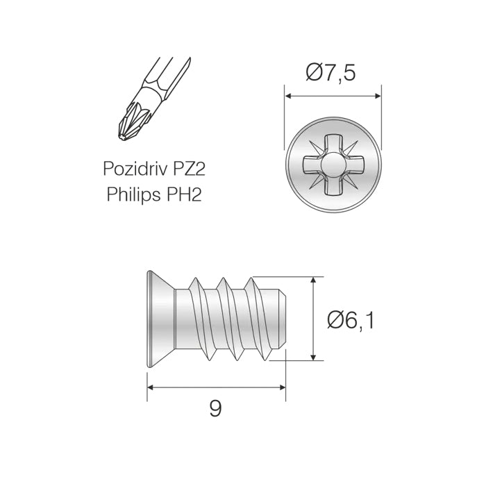 Ø5mm for Hole Countersunk Rail Screw