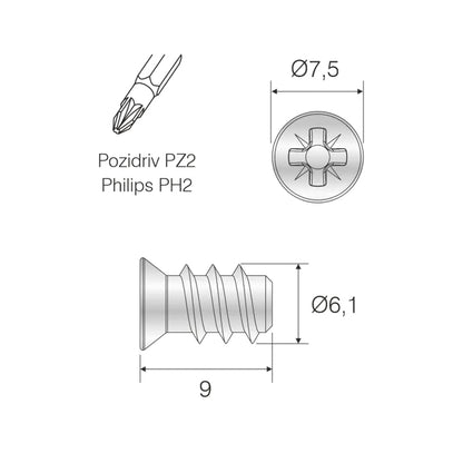 Ø5mm for Hole Countersunk Rail Screw