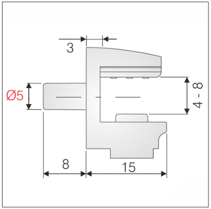 Zamac Shelf Support for Glass with Pin